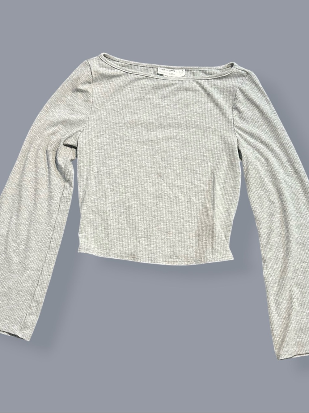 Urban Renewal Light Gray Ribbed Bell Sleeve Top